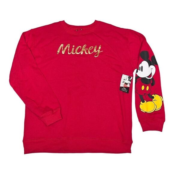 Disney Sweatshirt‎ WMNS XL Red Mickey Mouse Gold Vacation Parks Ears Family Cozy - Picture 9 of 9